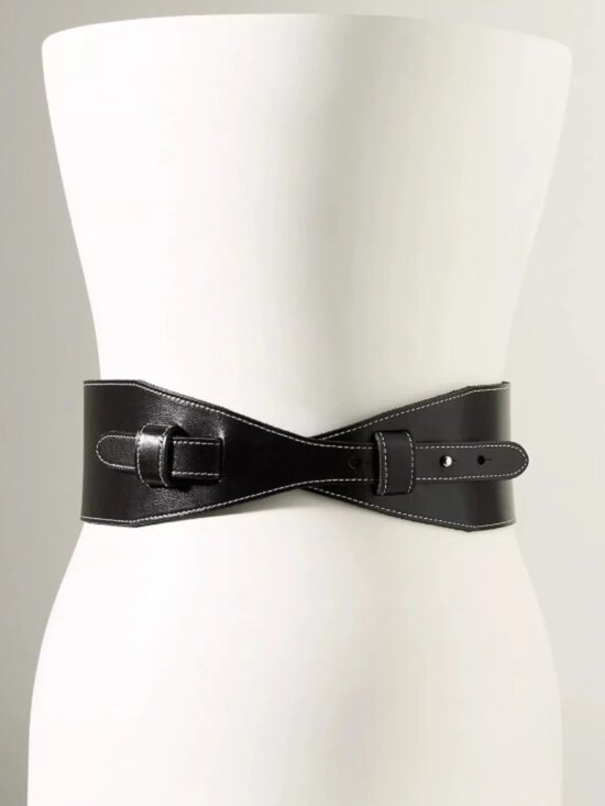NWT Anthropologie Wide Corset Belt in Black